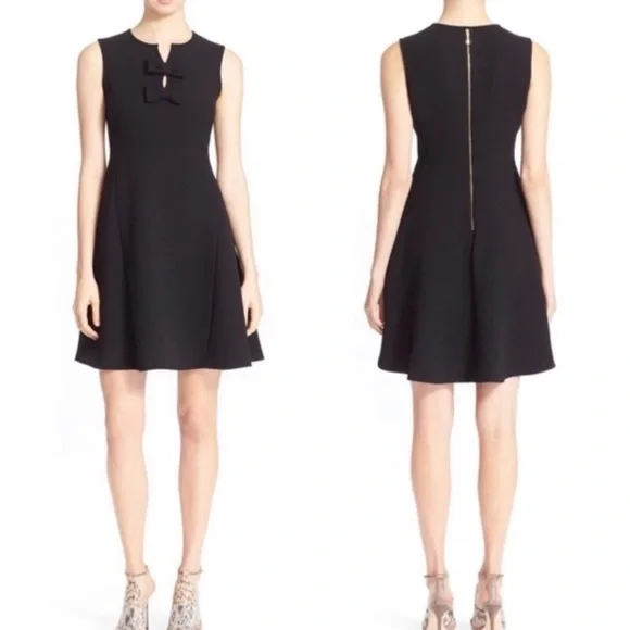 Kate Spade Kite Bow Crepe Fit & Flare Keyhole Black Dress Kate Spade New York - Picture 2 of 10